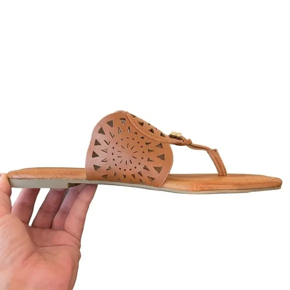 Report Footwear Ginni Lazer or Laser Cut Sandals Cognac Size 7 - Picture 5 of 8